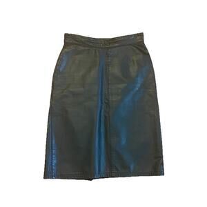 Pelle Women's Vintage Black Leather Paneled Pencil Skirt Sz 6 club chic